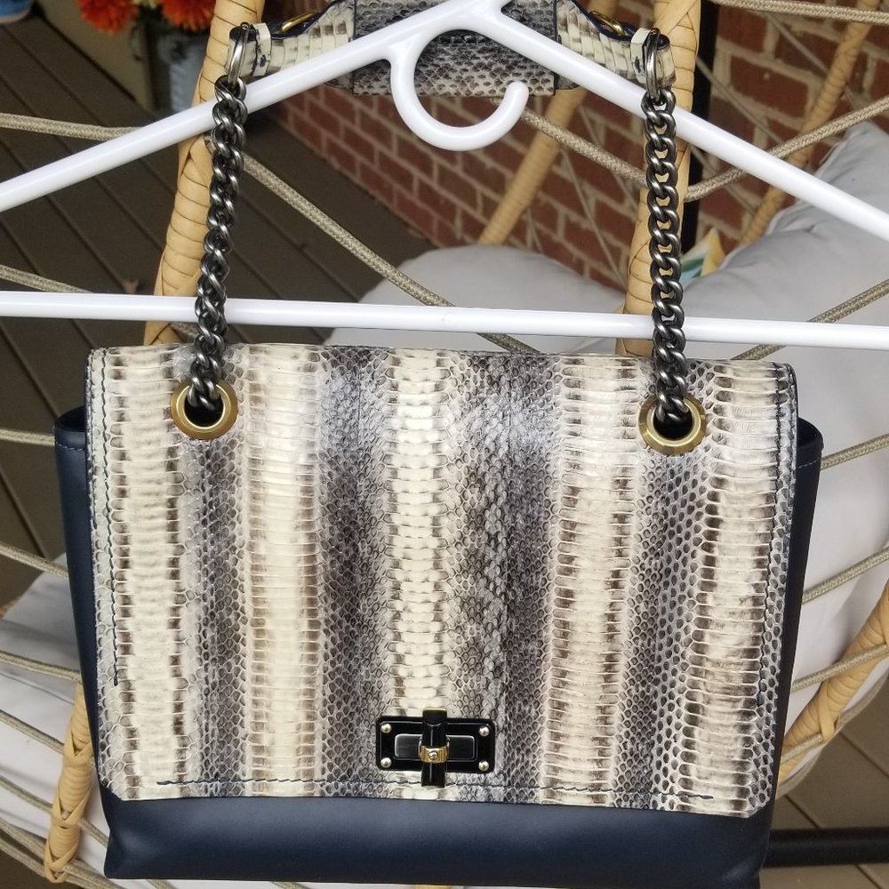 LANVIN Women's blue made of genuine leather with snakeskin trim